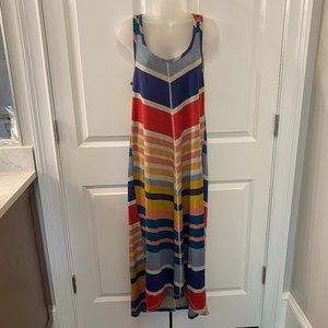 Anthropologie Saturday Sunday Rainbow Chevron Stripe Hi Low Midi Maxi Dress